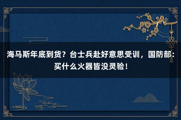 海马斯年底到货？台士兵赴好意思受训，国防部：买什么火器皆没灵验！