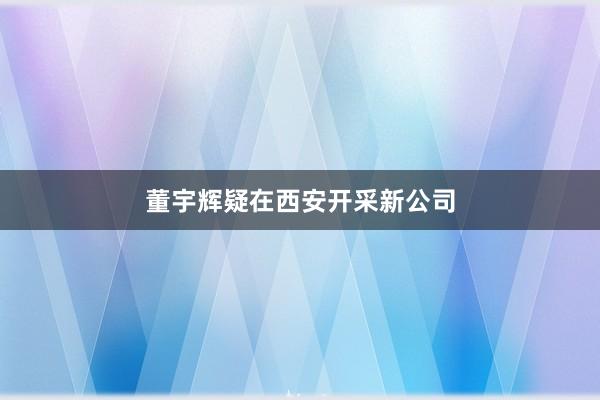 董宇辉疑在西安开采新公司