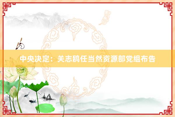 中央决定：关志鸥任当然资源部党组布告